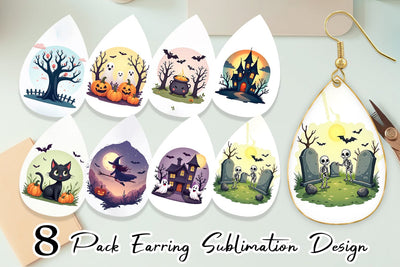 Earring Spooky Scenes Sublimation artnoy 