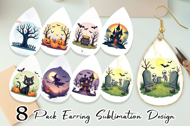 Earring Spooky Scenes Sublimation artnoy 