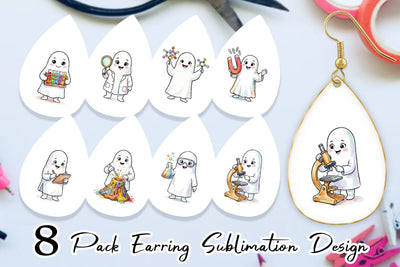 Earring Spooky Science Teacher Ghost Sublimation artnoy 
