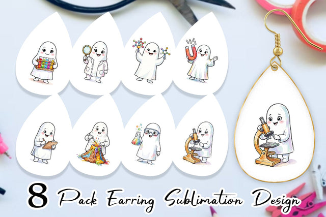 Earring Spooky Science Teacher Ghost Sublimation artnoy 