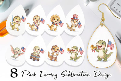 Earring Spotted July 4th Parade Dino Sublimation artnoy 