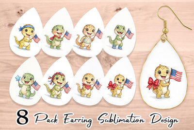 Earring Spotted Patriotic Outfit Dino Sublimation artnoy 