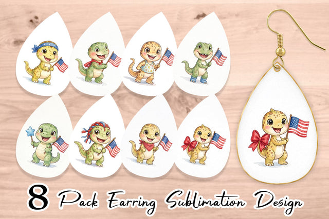 Earring Spotted Patriotic Outfit Dino Sublimation artnoy 