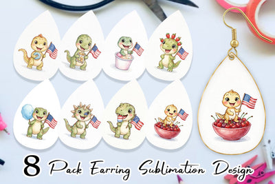 Earring Spotted Summer Treats Dino Watercolor Sublimation artnoy 