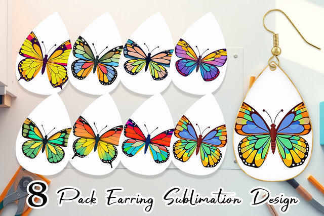 Earring Spring Butterfly Sublimation artnoy 