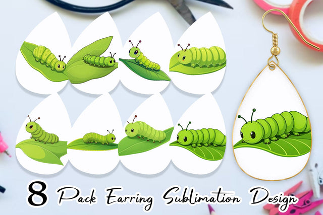 Earring Spring Caterpillar Sublimation artnoy 