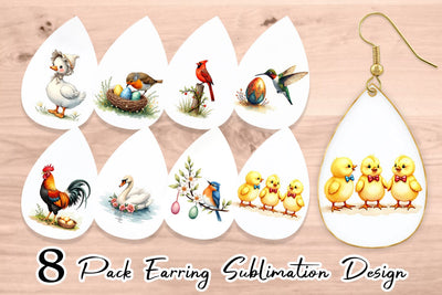 Earring Spring Garden Birds Sublimation artnoy 