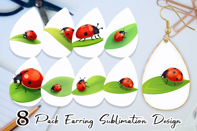 Earring Spring Ladybug Sublimation artnoy 