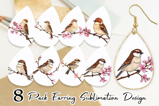 Earring Spring Sparrow Sublimation artnoy 