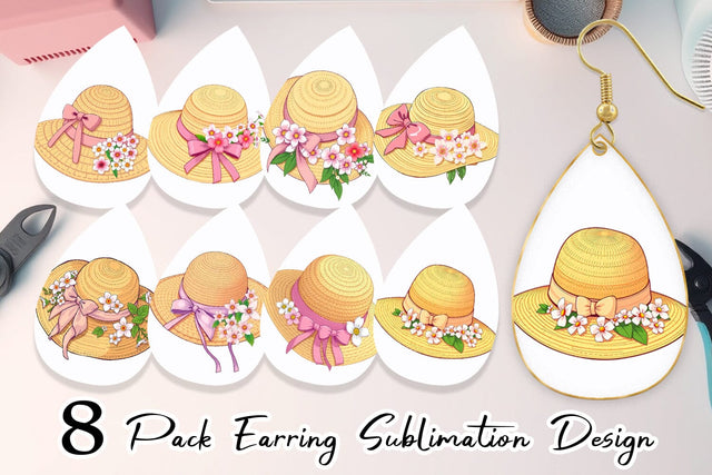 Earring Spring Sun Hat Sublimation artnoy 