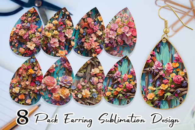 Earring Spring Wooden Fence Sublimation artnoy 