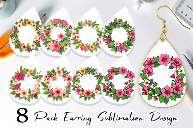 Earring Spring Wreath Sublimation artnoy 