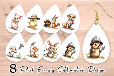 Earring Springtime Shenanigans Playful Animal Antics Sublimation artnoy 