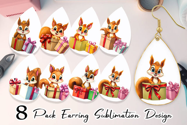 Earring Squirrel Gift Sublimation artnoy 