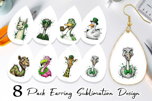 Earring St Paddys Animal Caricature Sublimation artnoy 