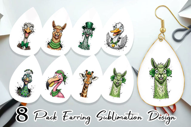 Earring St Paddys Animal Party Art Sublimation artnoy 