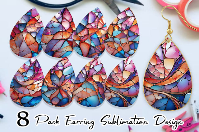 Earring Stained Glass Mosaic Sublimation artnoy 