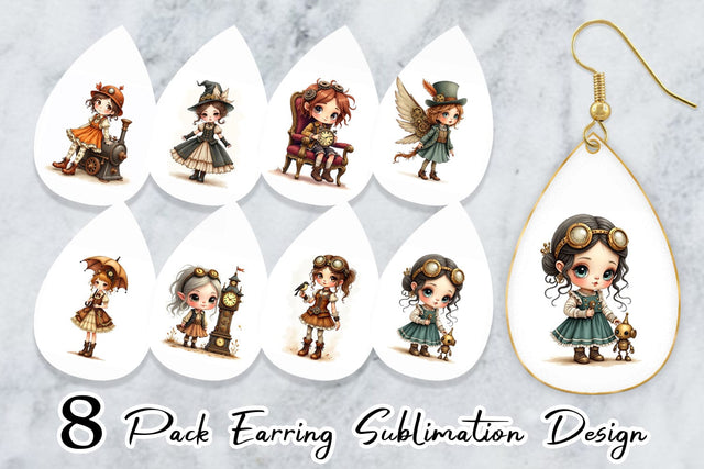 Earring Steampunk Dolls Sublimation artnoy 