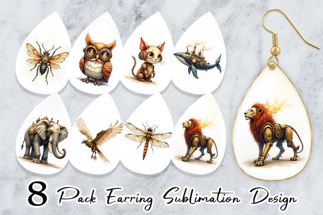 Earring Steampunk Menagerie Sublimation artnoy 