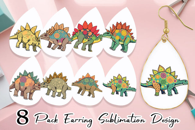 Earring Stegosaurus with Plates Sublimation artnoy 