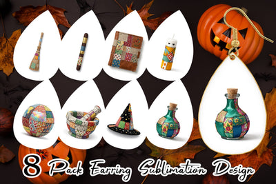 Earring Stitched Witchcraft Craft Patchwork Sublimation artnoy 