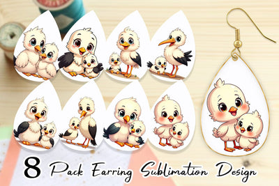 Earring Stork Mother's Day Sublimation artnoy 