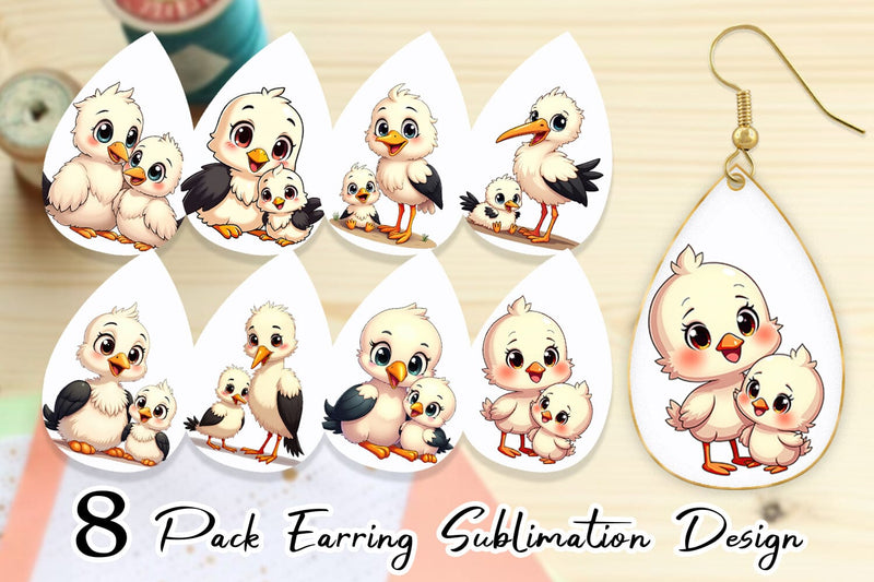 Earring Stork Mother's Day Sublimation artnoy 