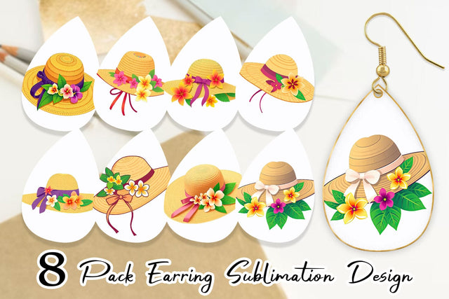 Earring Straw Hat Sublimation artnoy 
