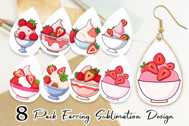 Earring Strawberry Scoop Sublimation artnoy 