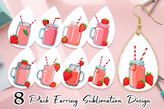 Earring Strawberry Smoothie Sublimation artnoy 