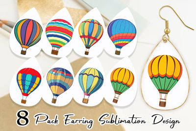 Earring Striped Hot Air Balloon Sublimation artnoy 