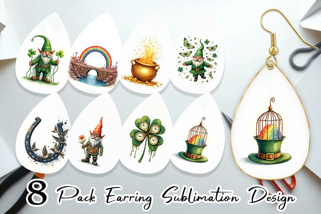 Earring Subconscious Shamrock Dreamy Surrealist St. Paddy's Sublimation artnoy 