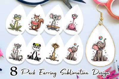 Earring Summer Animal Sketch Party Sublimation artnoy 