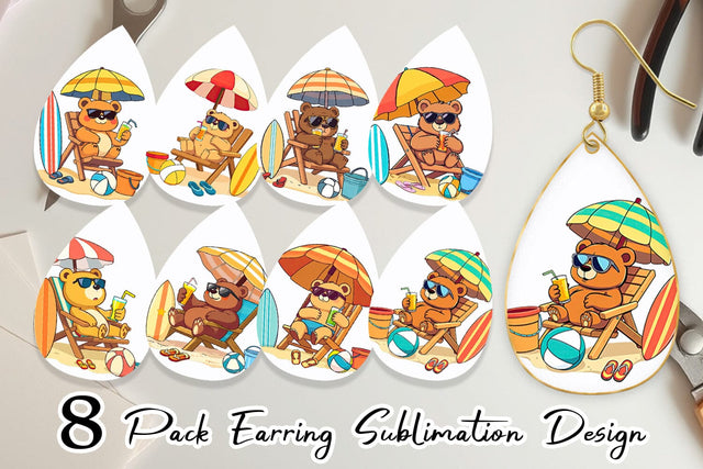 Earring Summer Bear Sublimation artnoy 