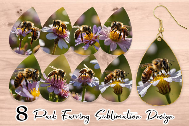 Earring Summer Beautiful Honey bee Sublimation artnoy 