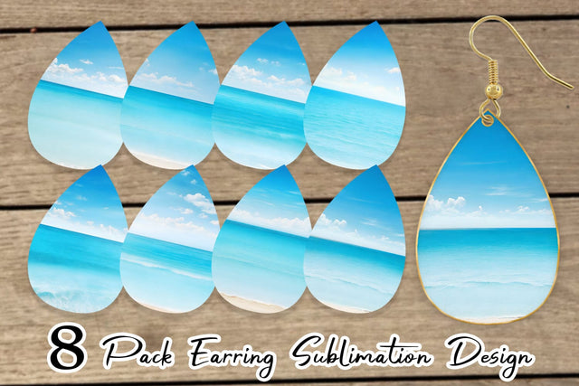 Earring Summer Blue Beach Sublimation artnoy 