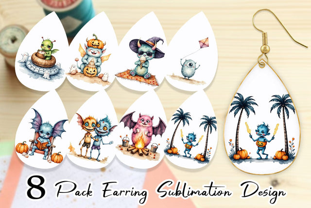 Earring Summer Break Monsters Sublimation artnoy 