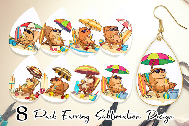 Earring Summer Capybara Sublimation artnoy 