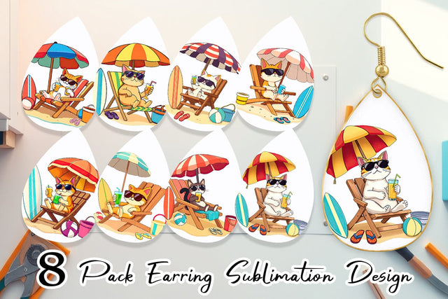 Earring Summer Cat Sublimation artnoy 