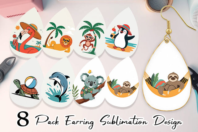 Earring Summer Day Animal Sublimation artnoy 