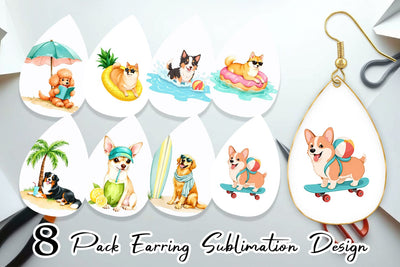 Earring Summer Dog Day Sublimation artnoy 