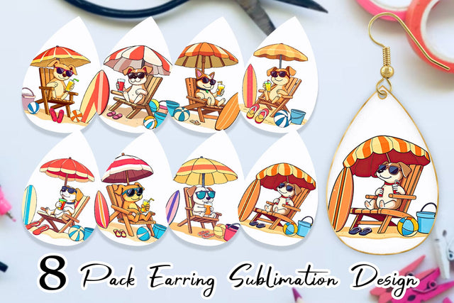 Earring Summer Dog Sublimation artnoy 