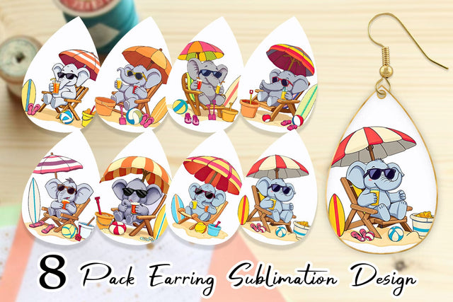 Earring Summer Elephant Sublimation artnoy 