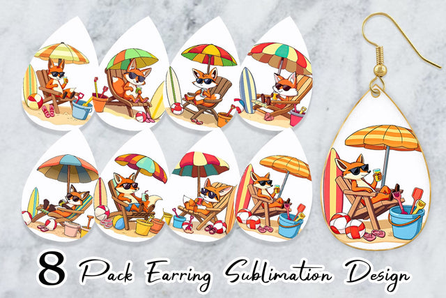 Earring Summer Fox Sublimation artnoy 