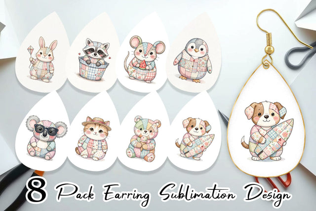 Earring Summer Fun Patchwork Animal Sublimation artnoy 