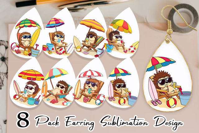 Earring Summer Hedgehog Sublimation artnoy 