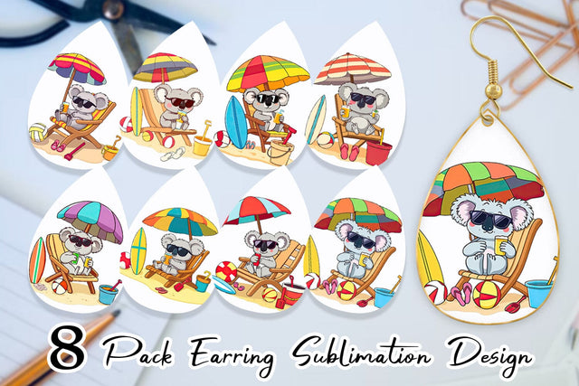 Earring Summer Koala Sublimation artnoy 