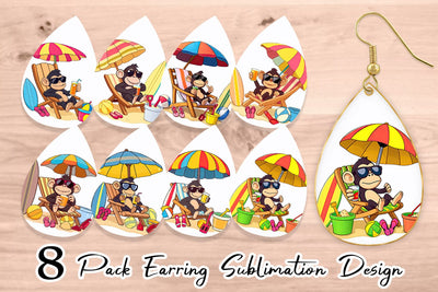 Earring Summer Monkey Sublimation artnoy 