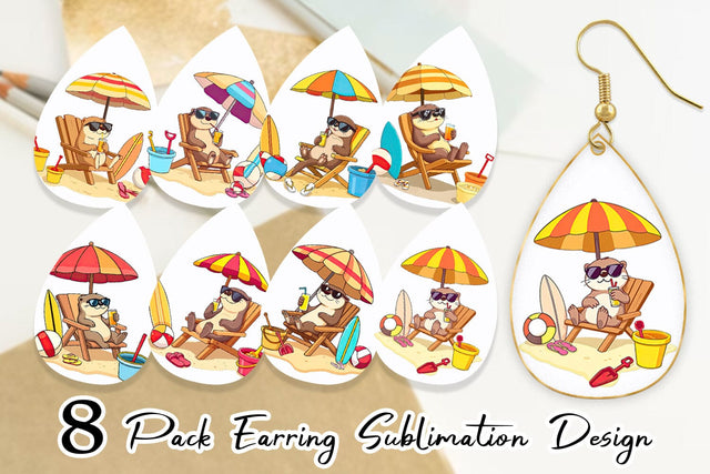 Earring Summer Otter Sublimation artnoy 