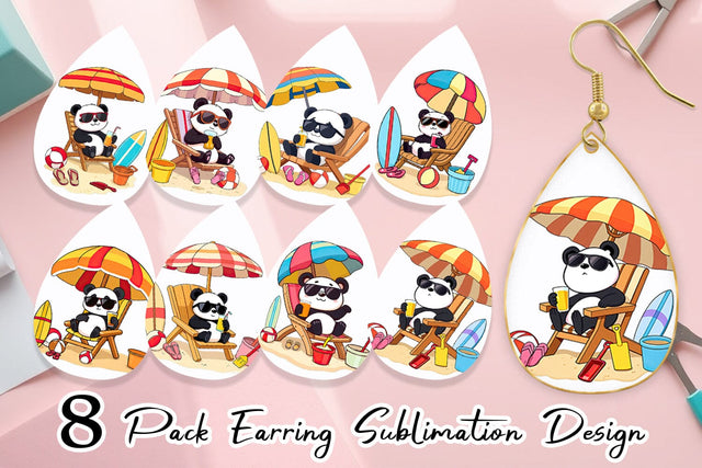 Earring Summer Panda Sublimation artnoy 